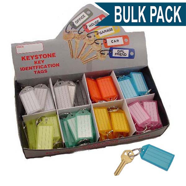 Key Identifier Tag Click Open Keytag with Keyring - Box of 100 Assorted