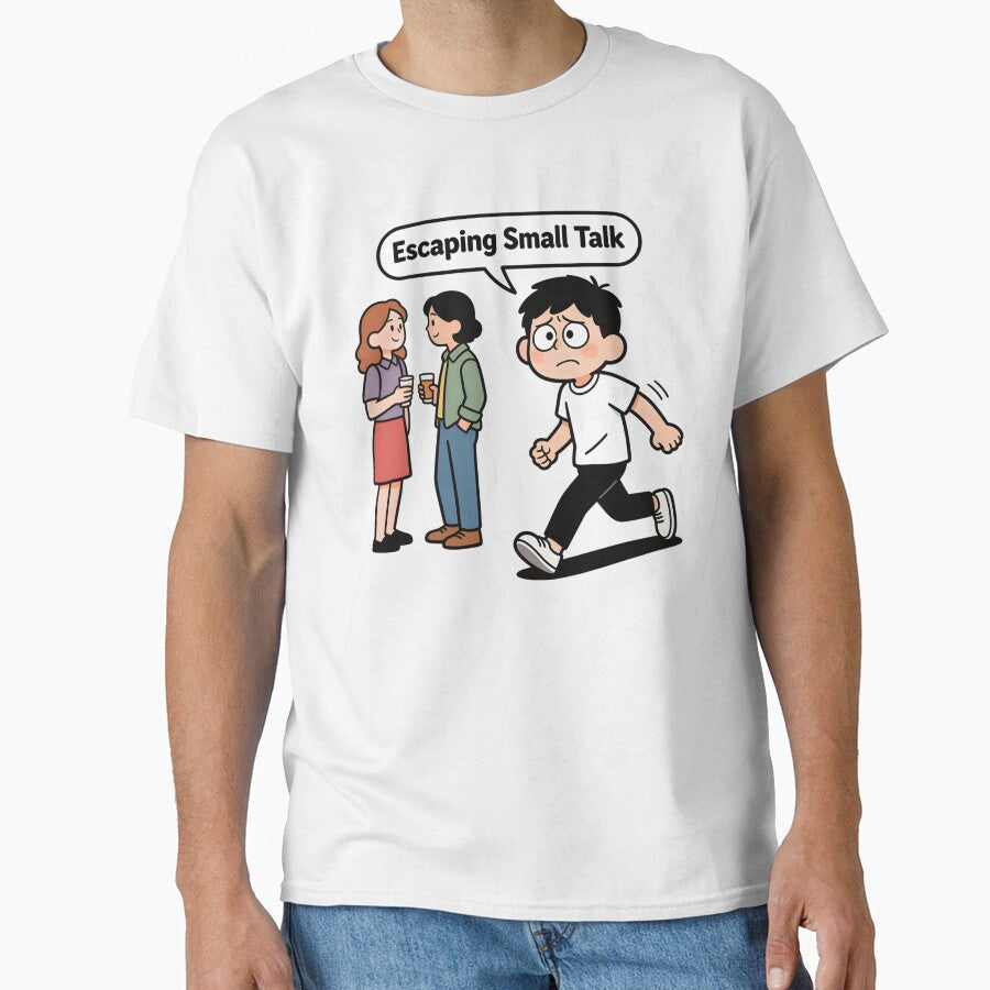 Escaping Small Talk Funny Introvert Escape by LowBattery Social Club Unisex T-shirt, Sweatshirt, Hoodie, Long Sleeve Tee