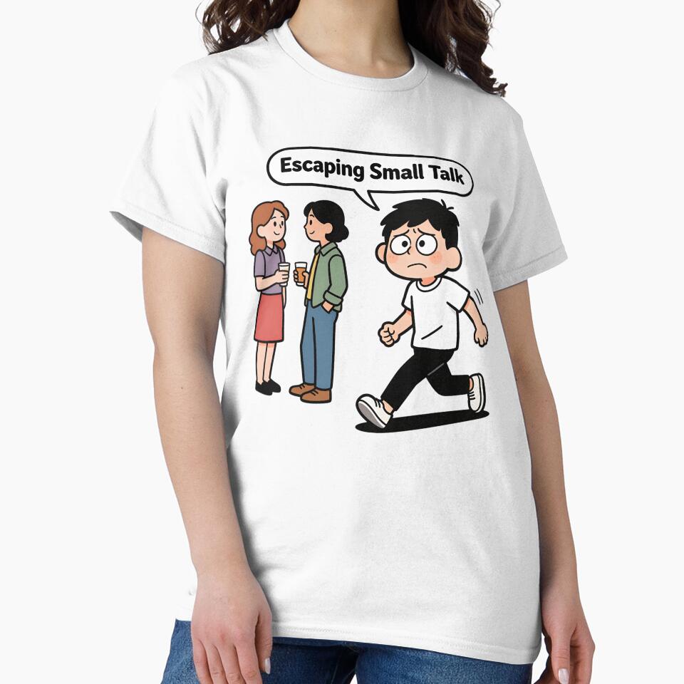 Escaping Small Talk Funny Introvert Escape by LowBattery Social Club Unisex T-shirt, Sweatshirt, Hoodie, Long Sleeve Tee